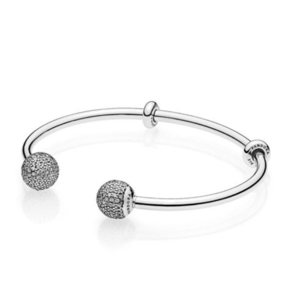 NWT Authentic Pandora Sterling Silver CZ Bangle